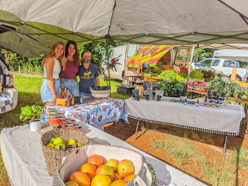 Our stand/ spot at the Anaina Hou Farmers Market in Kilauea!