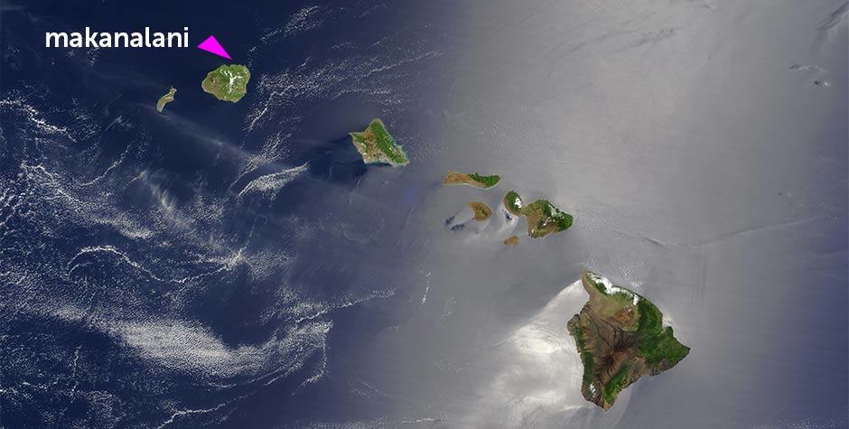 satelite image of kauai and makanalani